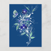 Carte Postale Tatouage à fleurs bleues (Devant)