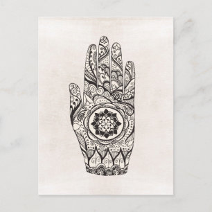 Carte Postale Tatouage À La Main Au Henné Avec Fleur Lotus