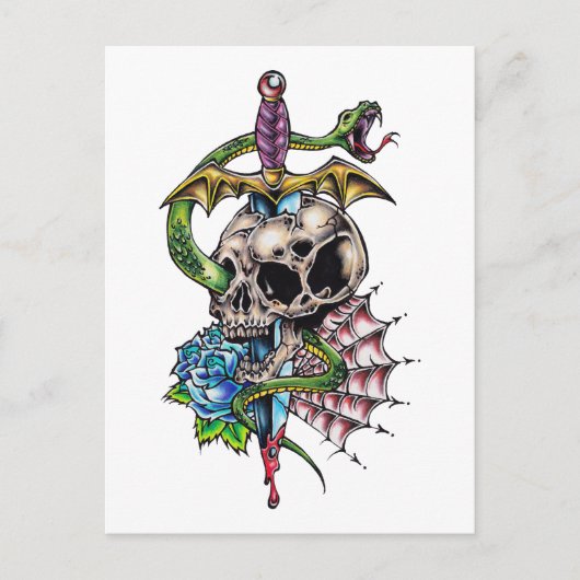 Carte Postale Tatouage au crâne et au poignet (Devant)