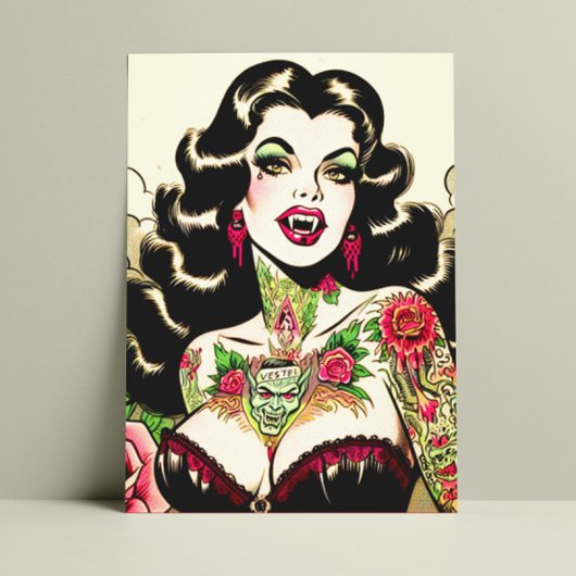 Carte Postale Tatouage chaud vampire fille