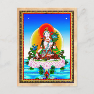 Carte Postale Tatouage cool oriental tibétain thangka blanc Tara