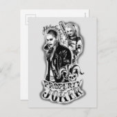 Carte Postale Tatouage d'aerographe de joker et de Harley du (Devant / Derrière)