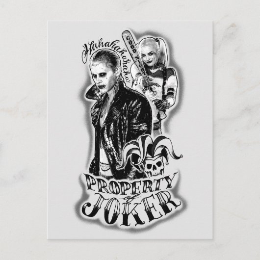 Carte Postale Tatouage d'aerographe de joker et de Harley du (Devant)