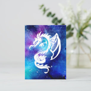 Carte Postale Tatouage de dragon blanc dans l'espace