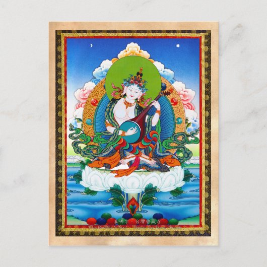 Carte Postale Tatouage de thangka oriental cool Saraswati (Devant)