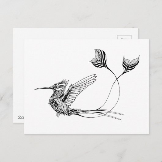 Carte Postale Tatouage d'oiseaux psychedlic (Devant / Derrière)