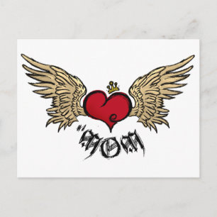Carte Postale Tatouage MOM Urbain Coeur Couronné Avec Ailes