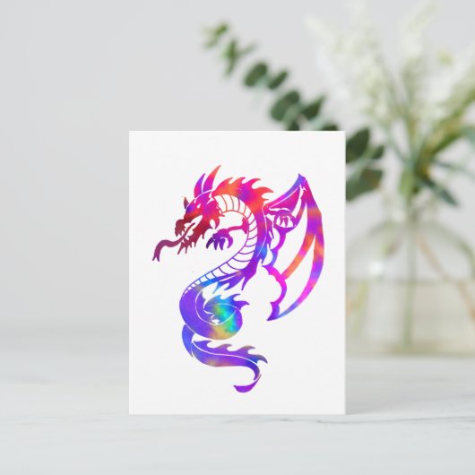 Carte Postale Tatouage Tribal Dragon Arc-en-ciel (Debout devant)