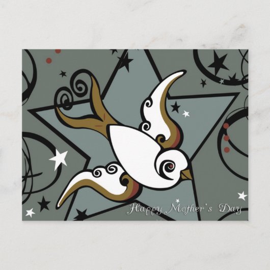 Carte Postale Tatouage urbain Conception d'oiseaux hirondelles (Devant)