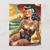 Carte Postale Tattoo Beach Pin-up (Devant)
