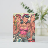Carte Postale Tattoo Biker Girls Comics (Debout devant)