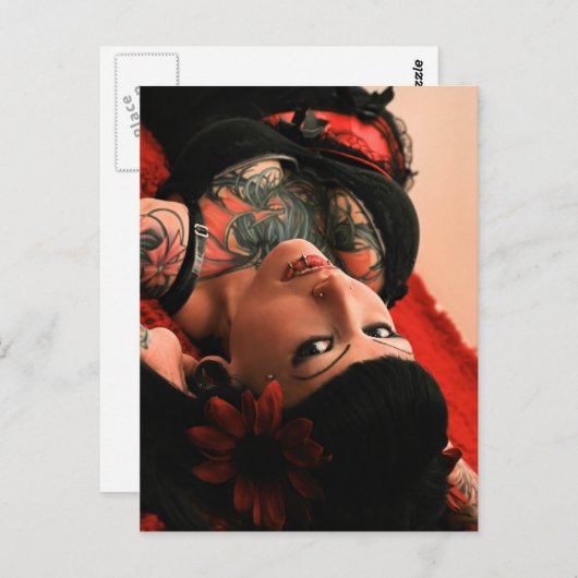 Carte Postale Tattoo Pin Up (Devant / Derrière)