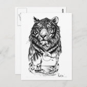 Carte Postale Tattoo Tiger Art (Devant / Derrière)
