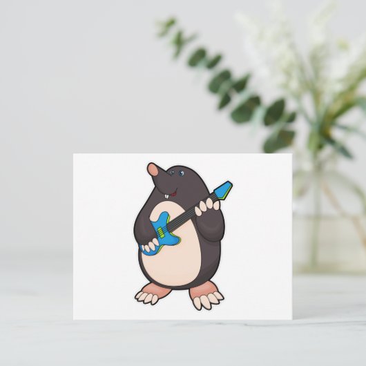 Carte Postale Taupe à la Musique avec Guitare (Debout devant)