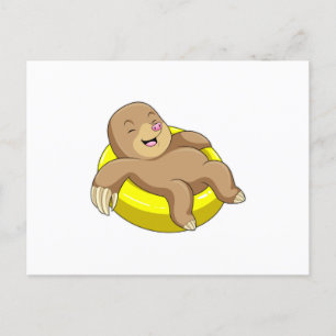 Carte Postale Taupe à la natation avec Lifebuoy
