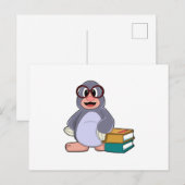 Carte Postale Taupe à lunettes et livres (Devant / Derrière)