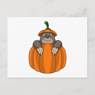 Carte Postale Taupe avec citrouille