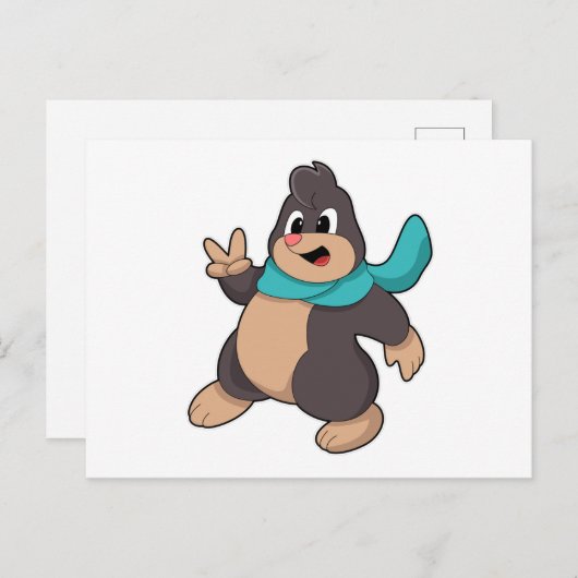 Carte Postale Taupe avec écharpe (Devant / Derrière)