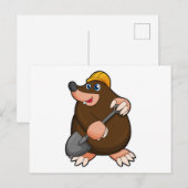 Carte Postale Taupe avec pelle et casque (Devant / Derrière)