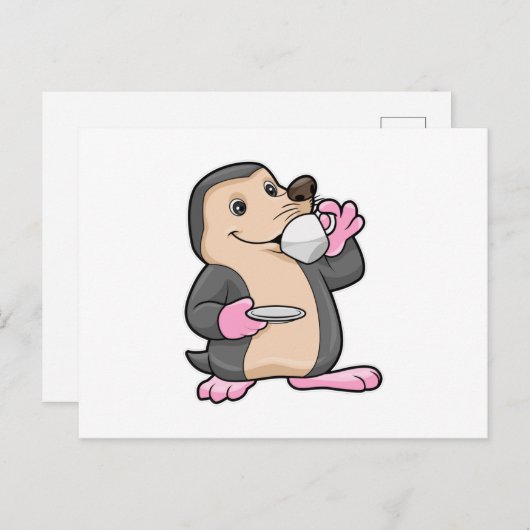 Carte Postale Taupe avec tasse de café et soucoupe (Devant / Derrière)