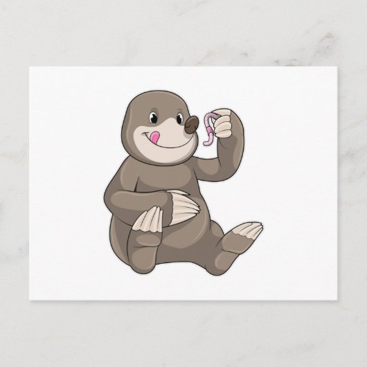 Carte Postale Taupe avec Ver de Terre (Devant)