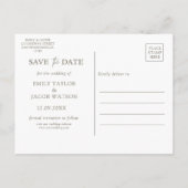 Carte Postale Taupe Boho couronne florale Enregistrer la date (Dos)