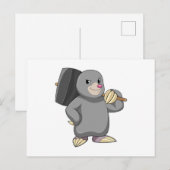 Carte Postale Taupe comme bricoleur avec marteau (Devant / Derrière)