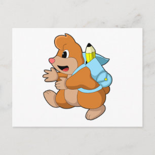Carte Postale Taupe comme élève avec cartable