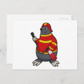 Carte Postale Taupe comme pompier avec extincteur (Devant / Derrière)