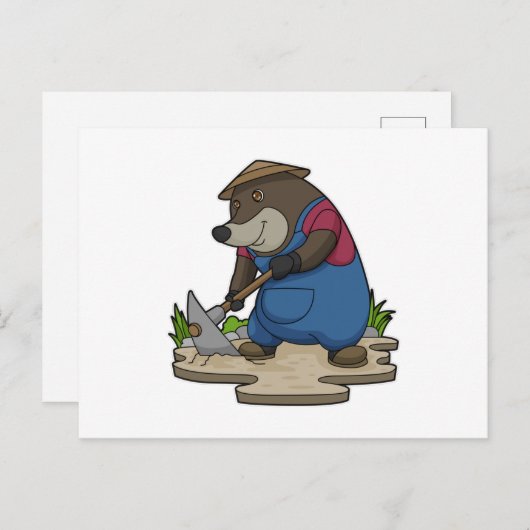 Carte Postale Taupe en fermier (Devant / Derrière)