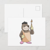 Carte Postale Taupe en peintre avec pinceau (Devant / Derrière)