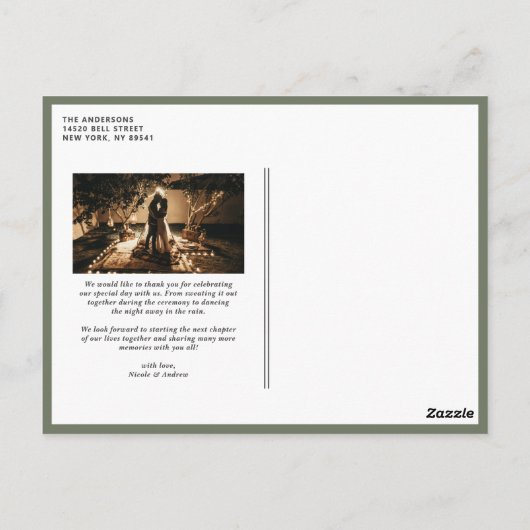 Carte Postale Taupe Green Retro Typographie Mariage Merci (Dos)