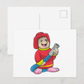 Carte Postale Taupe pompier avec tuyau (Devant / Derrière)