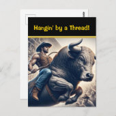 Carte Postale Taureau De Cowboy À Arena (Devant / Derrière)