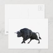 Carte Postale Taureau de dessin en profil latéral avec inclinais (Devant / Derrière)