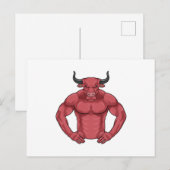 Carte Postale Taureau en culturiste extrême (Devant / Derrière)