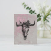 Carte Postale Taureau et Rose et rose gris Art Abstrait (Debout devant)