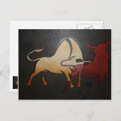 Carte Postale Taureau Taureaux Art Abstrait Animalier (Devant / Derrière)