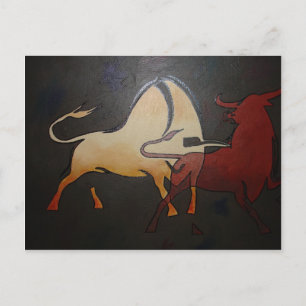 Carte Postale Taureau Taureaux Art Abstrait Animalier