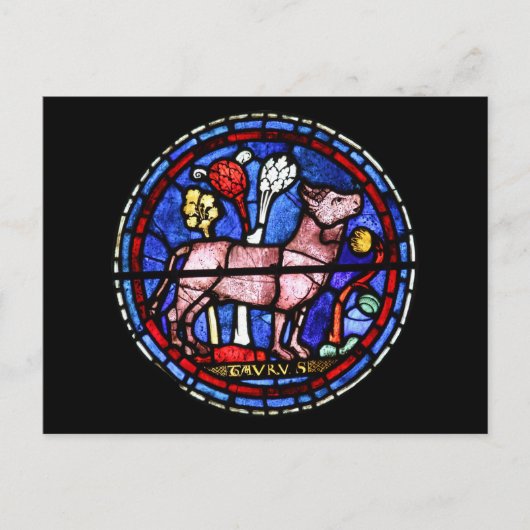 Carte postale Taurus Astrologie Vitrail (Devant)