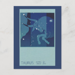 Carte Postale Taurus Bull Constellation Astrologie Zodiaque Vint