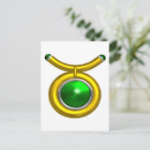CARTE POSTALE TAURUS /OR, EMERALD VERT ZODIAC ANNIVERSAIRE JEWEL (Debout devant)