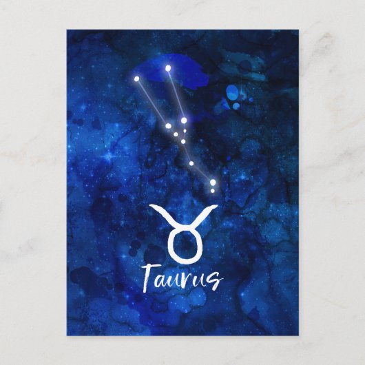 Carte Postale Taurus Zodiac Constellation Bleu Galaxie Céleste (Devant)