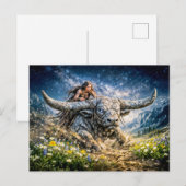 Carte Postale Taurus Zodiac Riding a Mystical Horned Beast (Devant / Derrière)