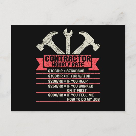 Carte Postale Taux horaire de réparation mécanique (Devant)