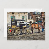 Carte Postale Taxi à cheval en buggy, vues d'Amsterdam (Devant / Derrière)