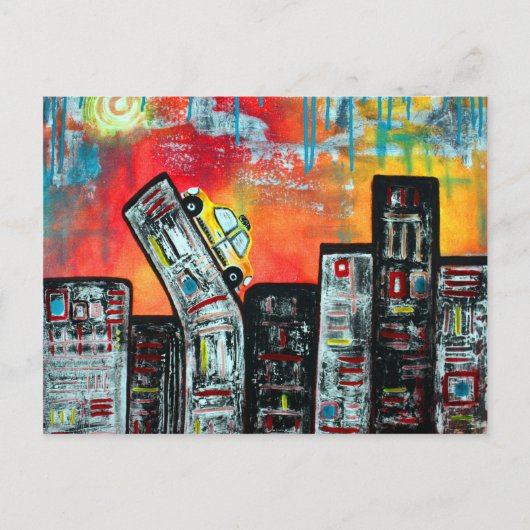 Carte Postale Taxi Cab City Art (Devant)