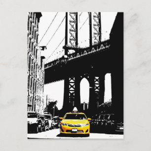 Carte Postale Taxi jaune de New York Brooklyn Bridge Nyc