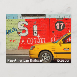 Carte Postale Taxi jaune & graffiti, Equateur