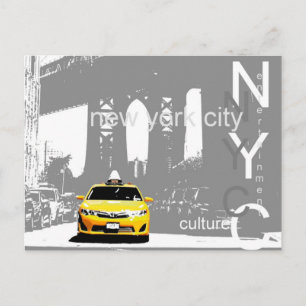 Carte Postale Taxi Jaune Pont De Brooklyn Nyc New York City